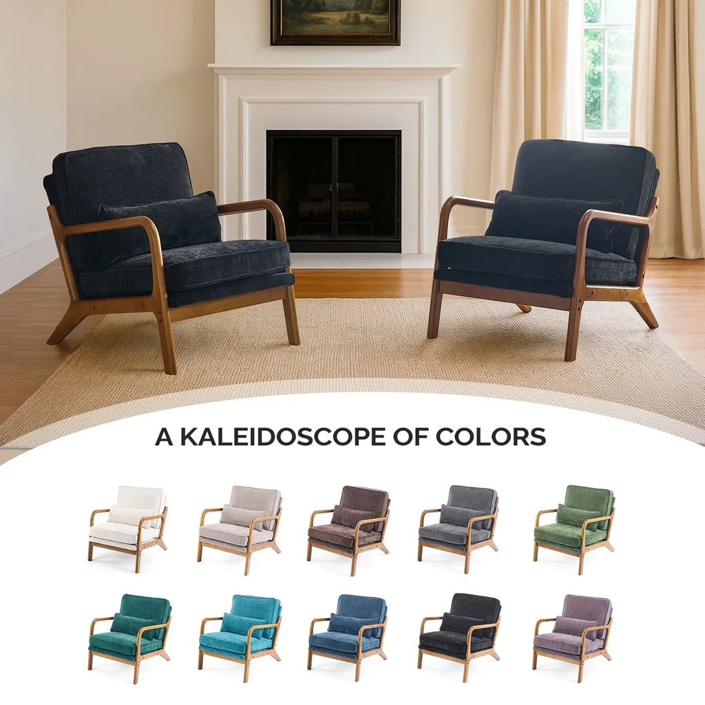 2026 NewKtaxon Accent Chair Corduroy Upholstered Armchair, Reading Club Chair with Pillow and Solid Wood Frame for Living Room Bedroom Furniture Off White