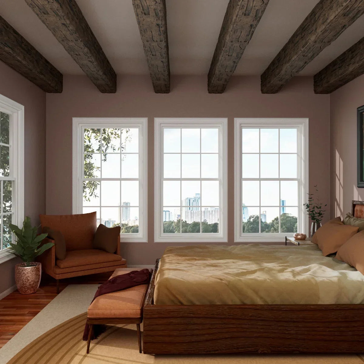 2026 NewEkena Millwork 3 1/2"W x 3 1/2"H x 120"L 3-Sided (U-Beam) Salvaged Timber HeritageTimber Faux Wood Ceiling Beam, Kona Brown