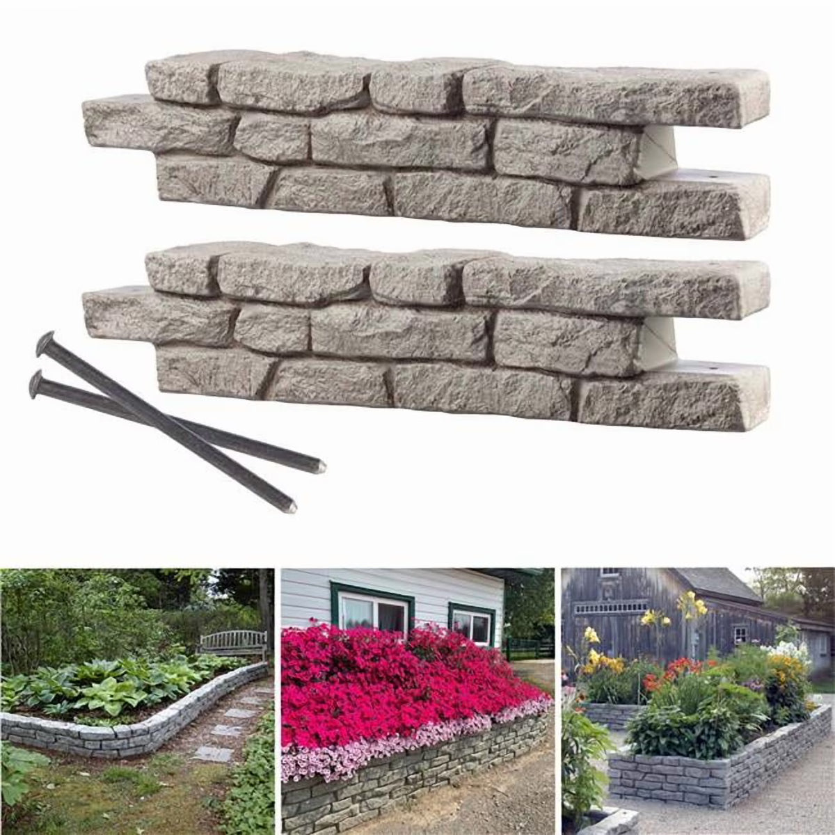 2026 NewRTS Home Accents Rock Lock Raised Garden Bed Straight Rock (Pack of 2)