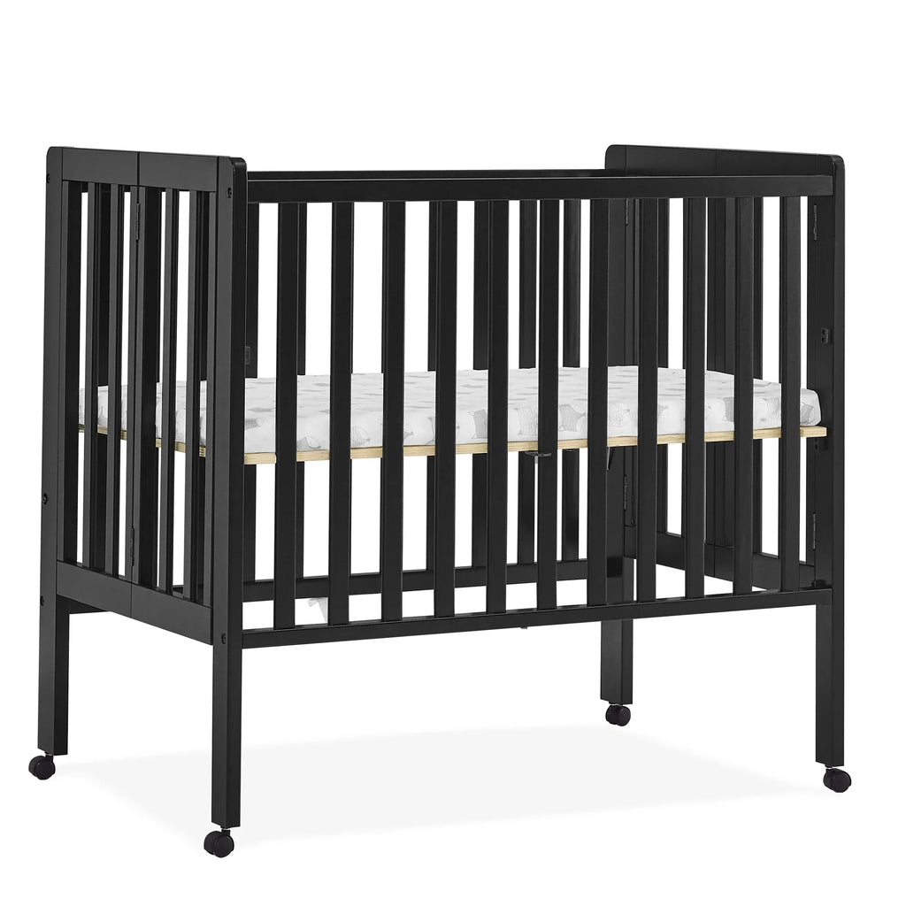 2026 NewDelta Children Lee Portable Folding Mini Crib with 1.5-Inch Mattress - Greenguard Gold Certified, Bianca White