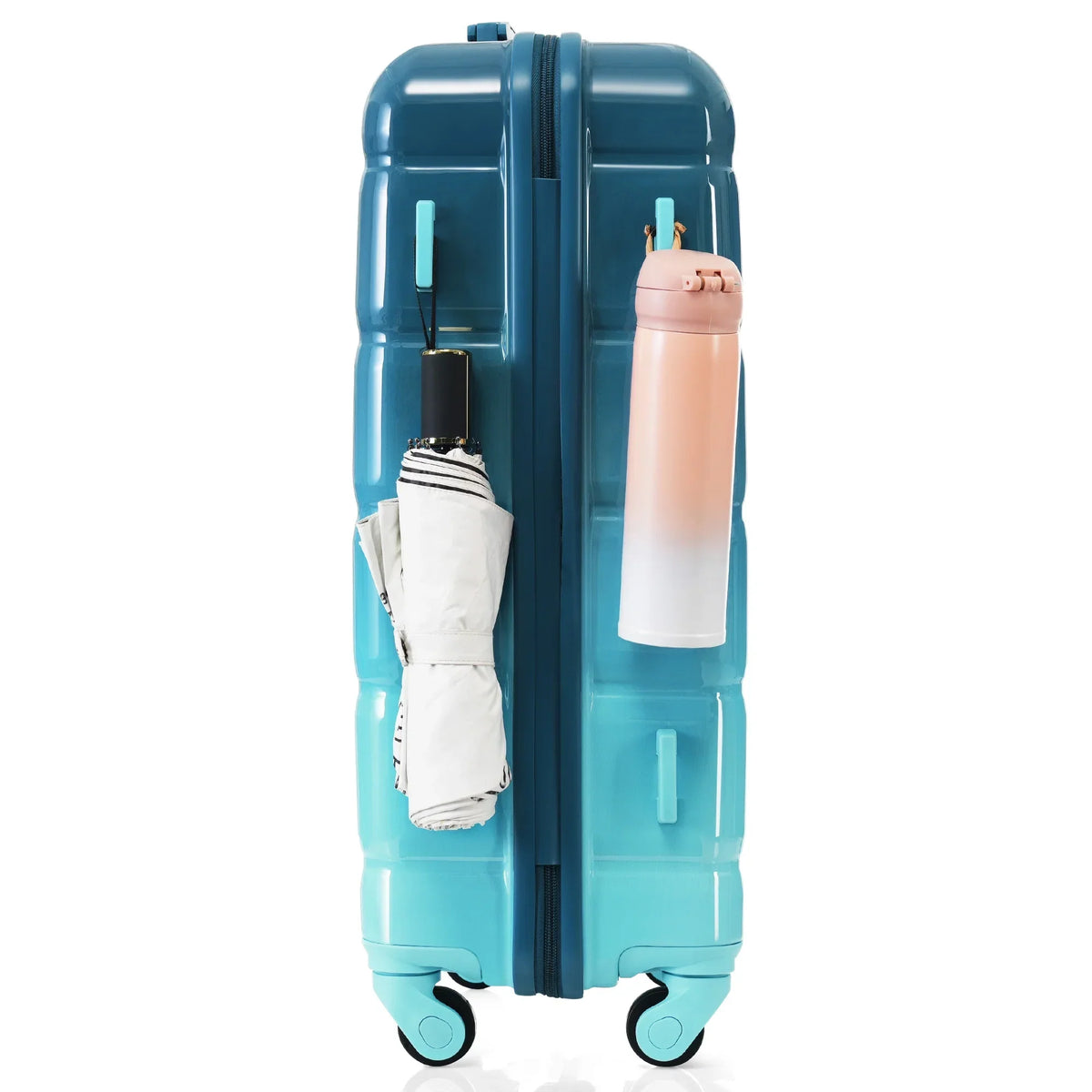 2026 NewPAPROOS 3-Piece Luggage Set (20''/24''/28''), Hardshell Lightweight Suitcase with USB Port and Side Hooks, Travel Luggage with TSA-Lock, Hardside Rolling Luggage for School, Travel, Pink