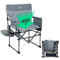 2026 NewTIMBER RIDGE Portable Director Chair, Heavy Duty Camping Folding Chair with Compact Size with Side Pocket and Side Table, Support 400 lbs, Grey