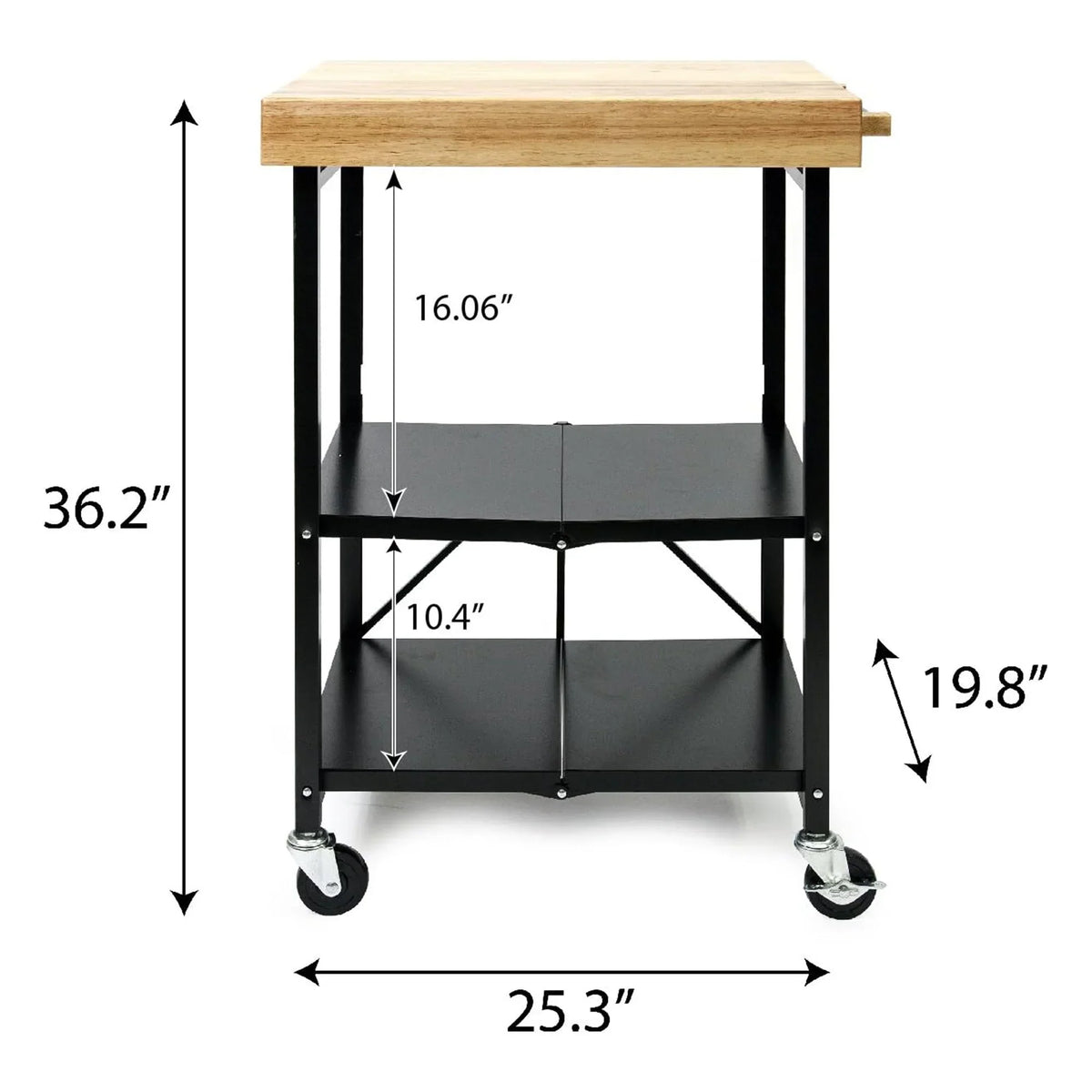 2026 NewOrigami Foldable Wheeled Portable Solid Wood Top Kitchen Island Bar Cart