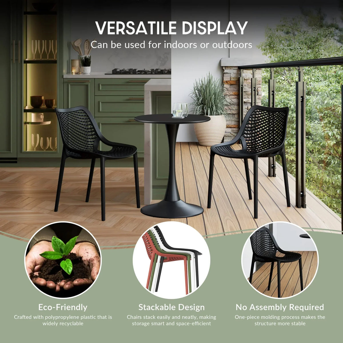 2026 NewWestinTrends Playa 3-Piece Outdoor Resin Patio Bistro Set with Stackable Patio Dining Side Chairs, Olive Green