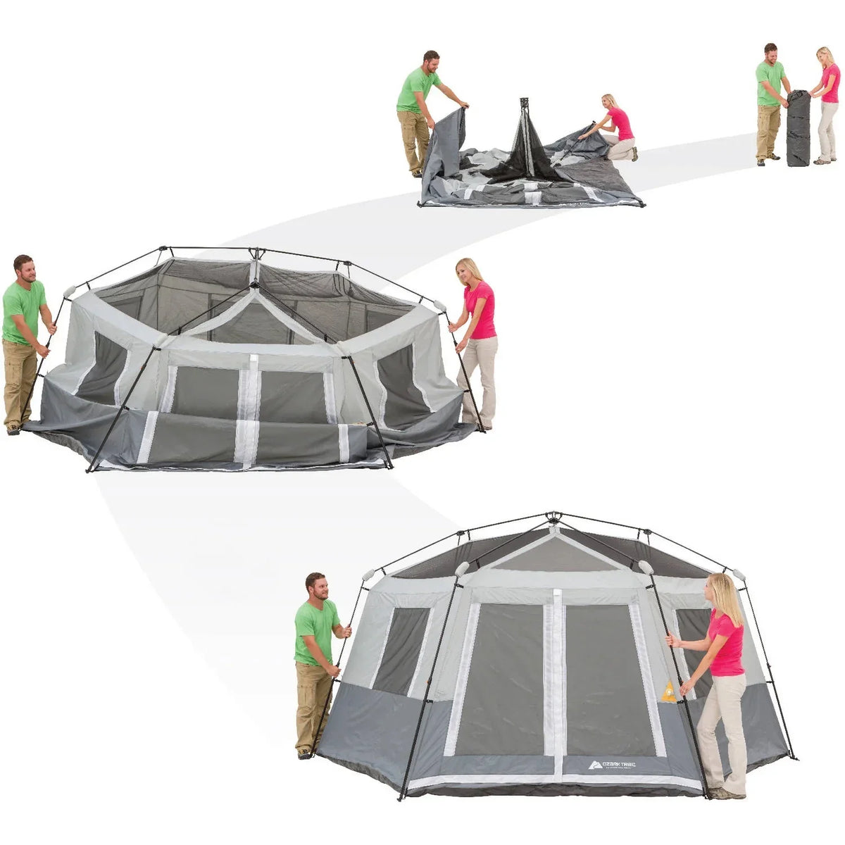 2026 NewOzark Trail 15' x 13' 8-Person Instant Hexagon Cabin Tent, 36.04 lbs