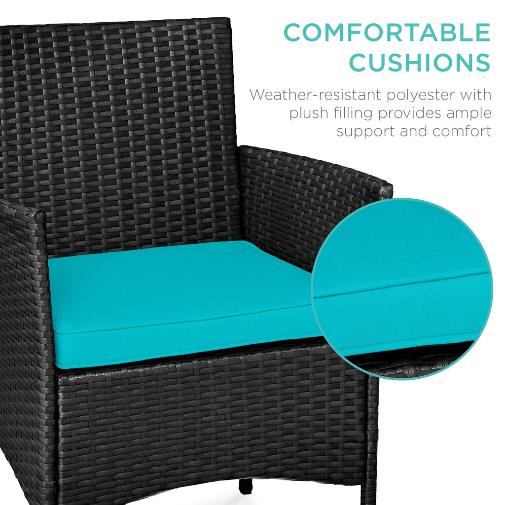 2026 NewBest Choice Products 3-Piece Outdoor Wicker Conversation Patio Bistro Set, w/ 2 Chairs, Table - Gray/Navy
