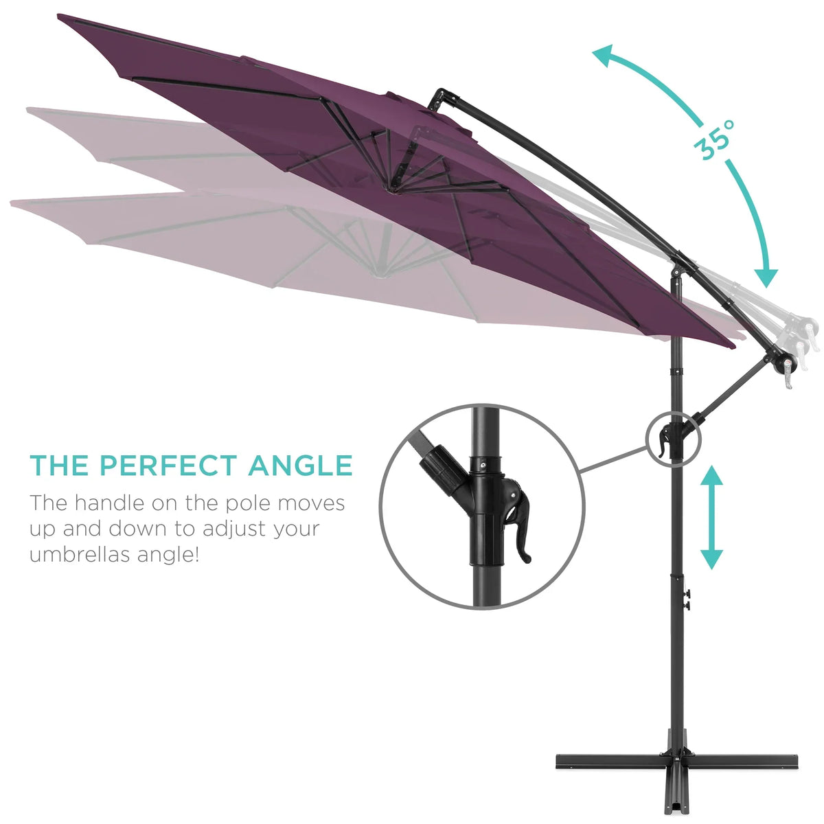 2026 NewBest Choice Products 10ft Offset Hanging Outdoor Market Patio Umbrella w/ Easy Tilt Adjustment - Tan