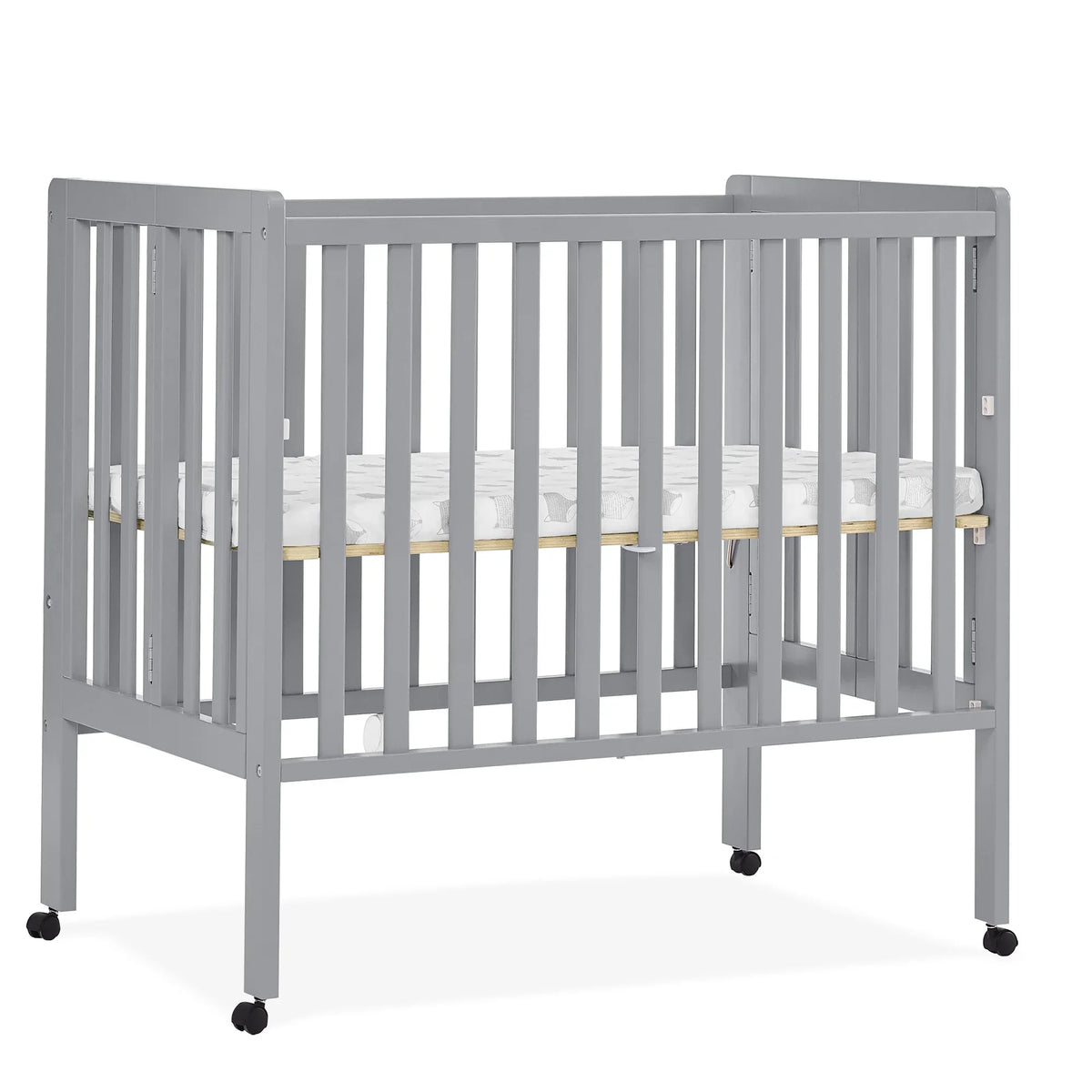 2026 NewDelta Children Lee Portable Folding Mini Crib with 1.5-Inch Mattress - Greenguard Gold Certified, Bianca White