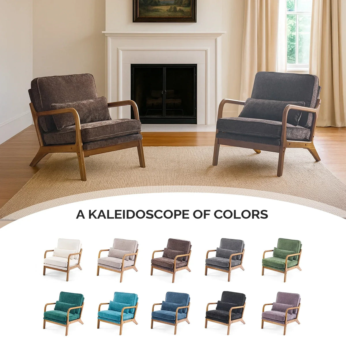 2026 NewKtaxon Accent Chair Corduroy Upholstered Armchair, Reading Club Chair with Pillow and Solid Wood Frame for Living Room Bedroom Furniture Off White