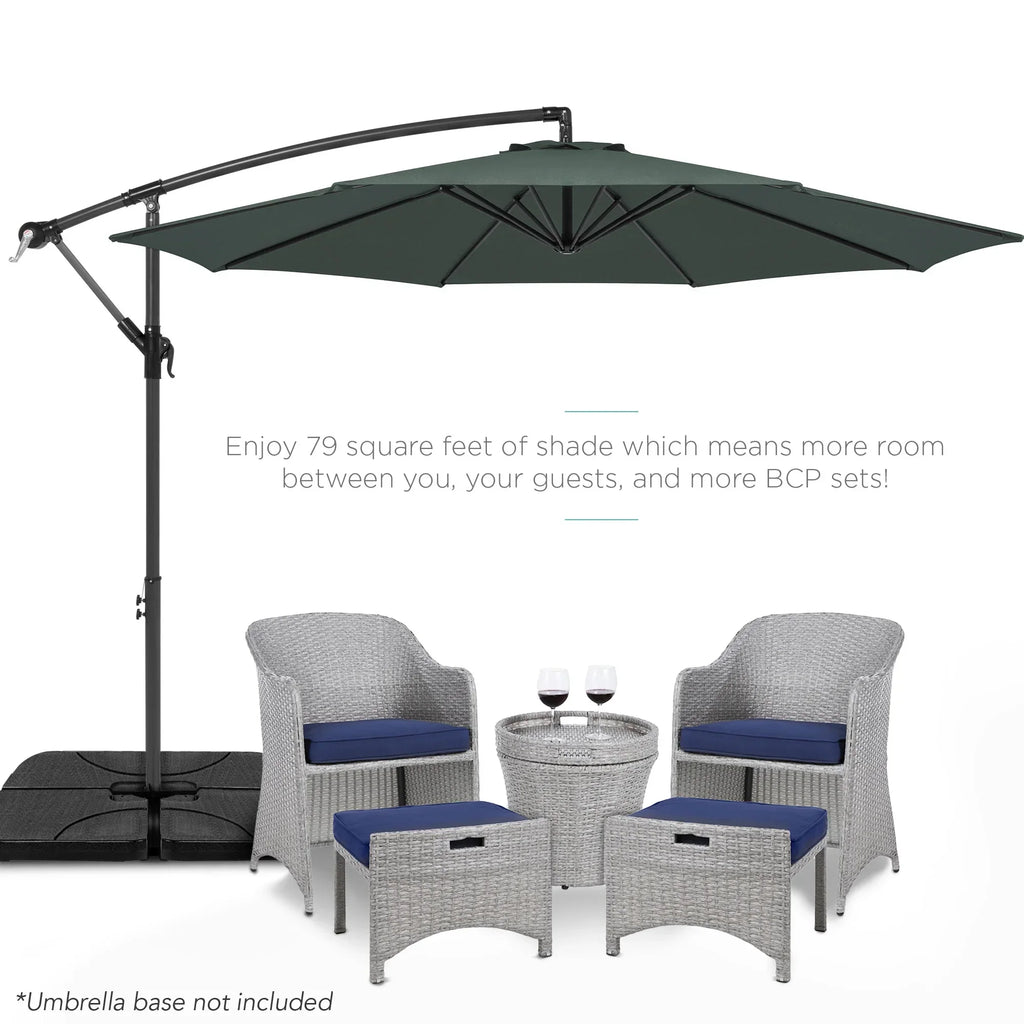 2026 NewBest Choice Products 10ft Offset Hanging Outdoor Market Patio Umbrella w/ Easy Tilt Adjustment - Tan