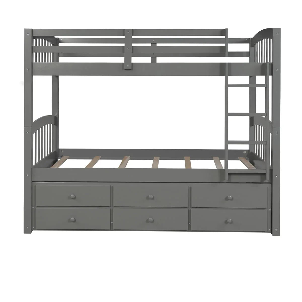 2026 NewTwin-Over-Twin Bunk Bed with 3 Storage Drawers, Twin Bunk Bed Frame with Ladder & Safety Rail, Pinewood Trundle Bunk Bed for Teen Bedroom, Guest Room Furniture, Can be Convertible to 2 Beds, Gray