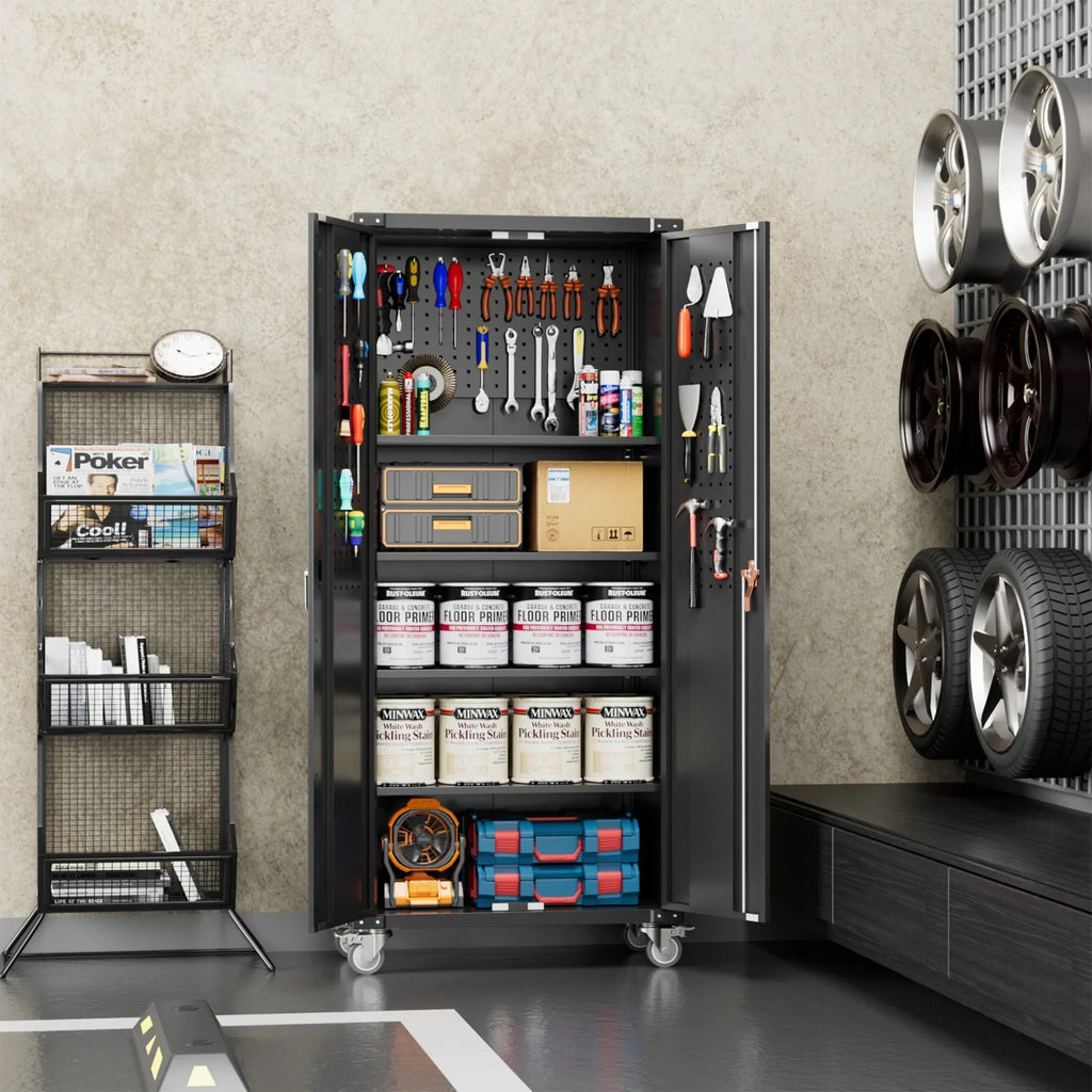 2026 NewAobabo 72 Inch Locking Storage Cabinet w/ Adjustable Shelves, Gray