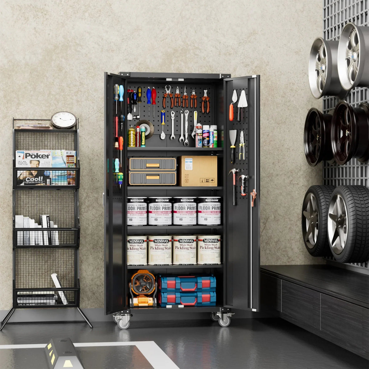 2026 NewAobabo 72 Inch Locking Storage Cabinet w/ Adjustable Shelves, Gray