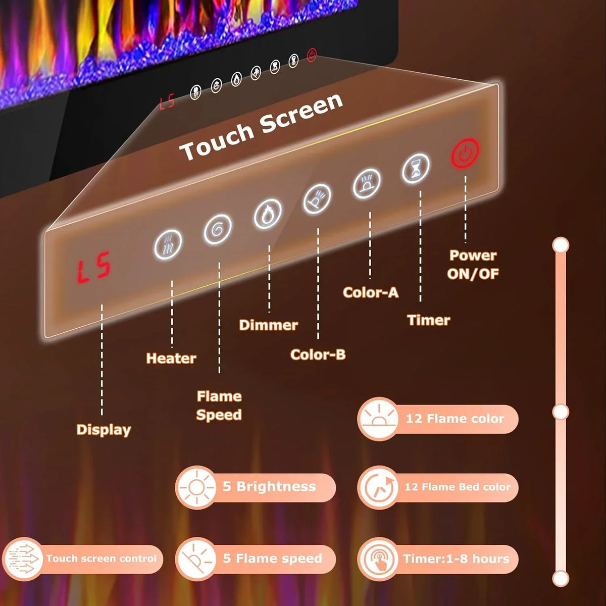 2026 NewVitesse Electric Fireplace 50 in 1500 W