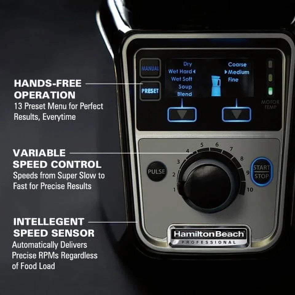 2026 NewHamilton Beach Professional 2.2 HP 120V Juicer Mixer Grinder with 3 Stainless Steel Jars, 1.5 Liters, Model 58770
