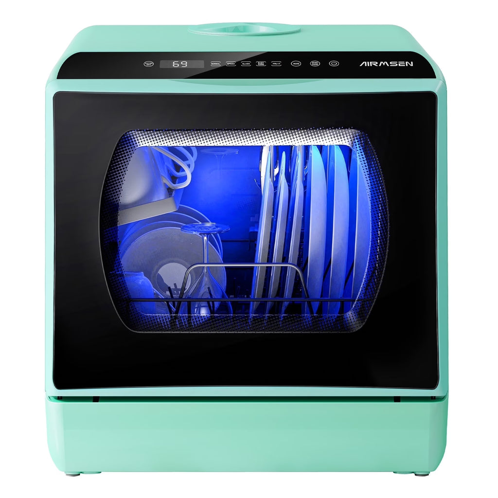 2026 NewAIRMSEN Portable Countertop Dishwasher with 5-Liter Built-in Water Tank and Air-Dry Function, 5 Washing Programs Mini Dishwasher, AE-TDQR03