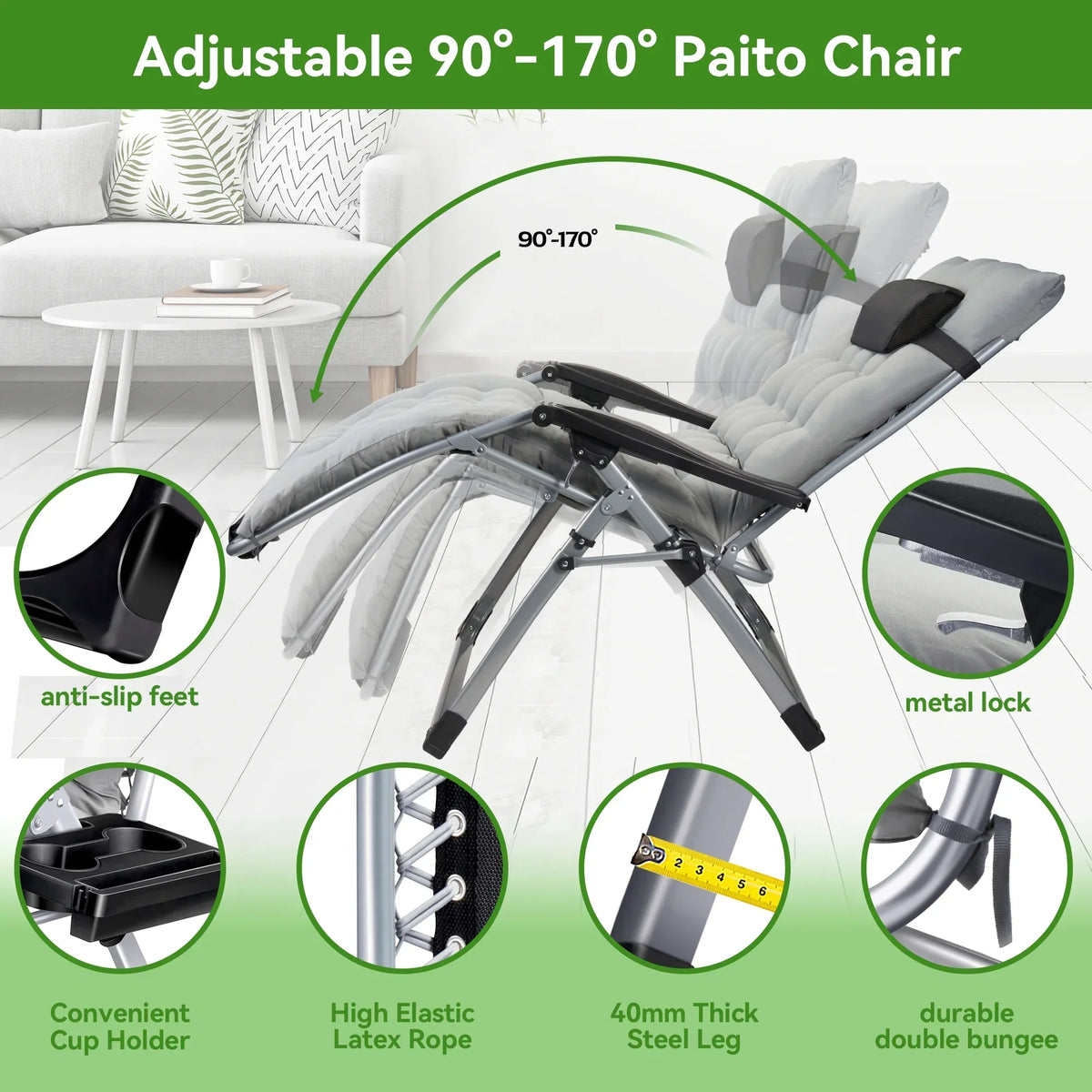 2026 NewVECUKTY XXL Oversize Zero Gravity Chair - 500lb Capacity, 33-Inch Wide Padded Seat, Folding Travel Recliner for Outdoor / Indoor Use - Patio, Lawn, Black, Portable and Heavy Duty