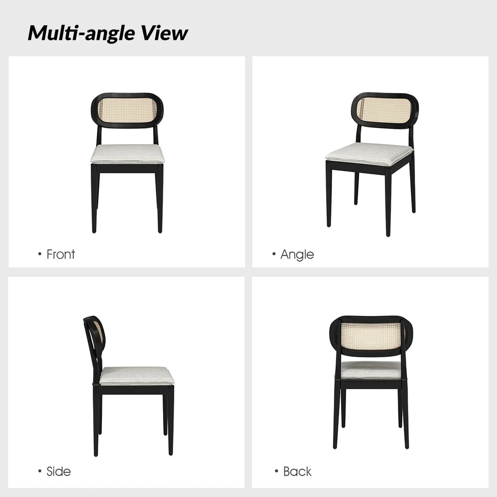 2026 NewRattan Dining Chairs Set of 2 Wooden Armchairs Removable Cushion Home Kitchen Restaurant Acorn