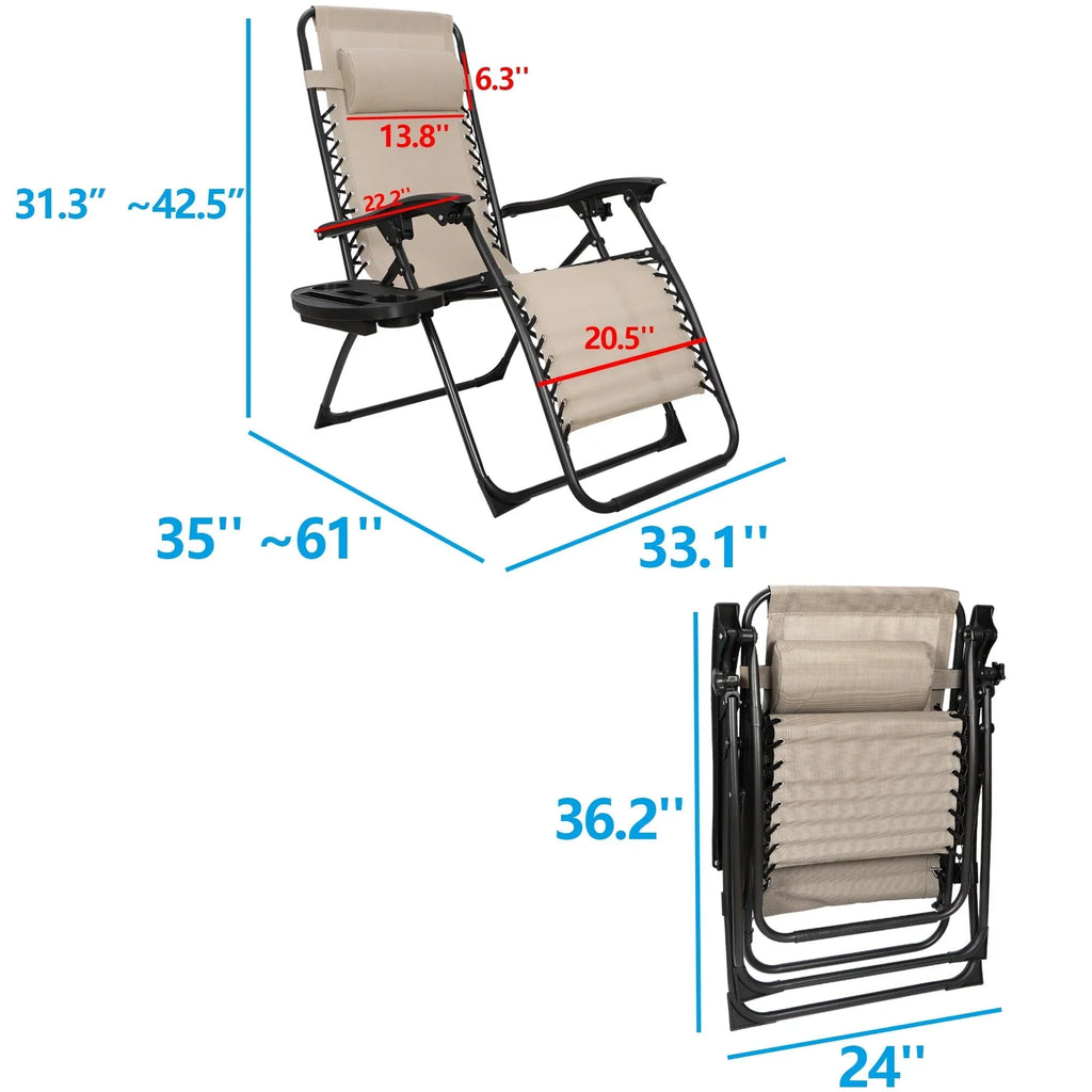 2026 NewHomGarden 2 Pack Steel Zero-Gravity Chair - Beige