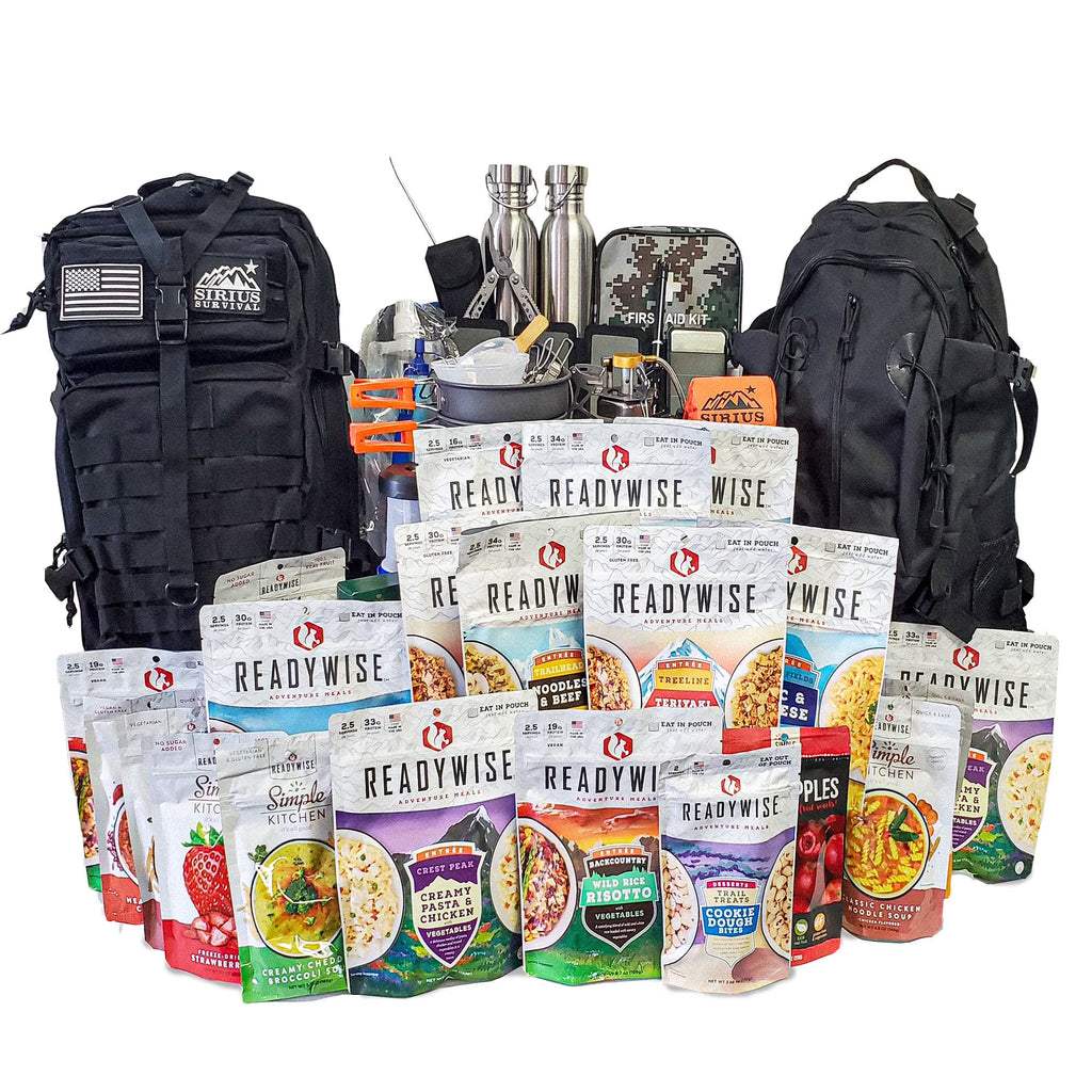 2026 NewFamily Comfort 72 Emergency Survival Kit/Backpack �C 72 Hour for 2 People �C Disaster Preparedness �C Delicious ReadyWise Food, Gear, Lighting, First Aid, Tools & More - Camo