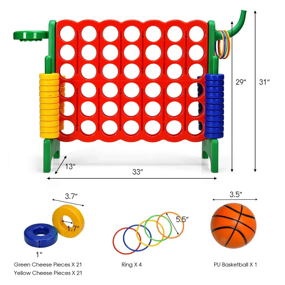 2026 NewCostway Giant 4 in A Row Jumbo 4-to-Score Game Set W/Storage Carrying Bag for Kids Adult