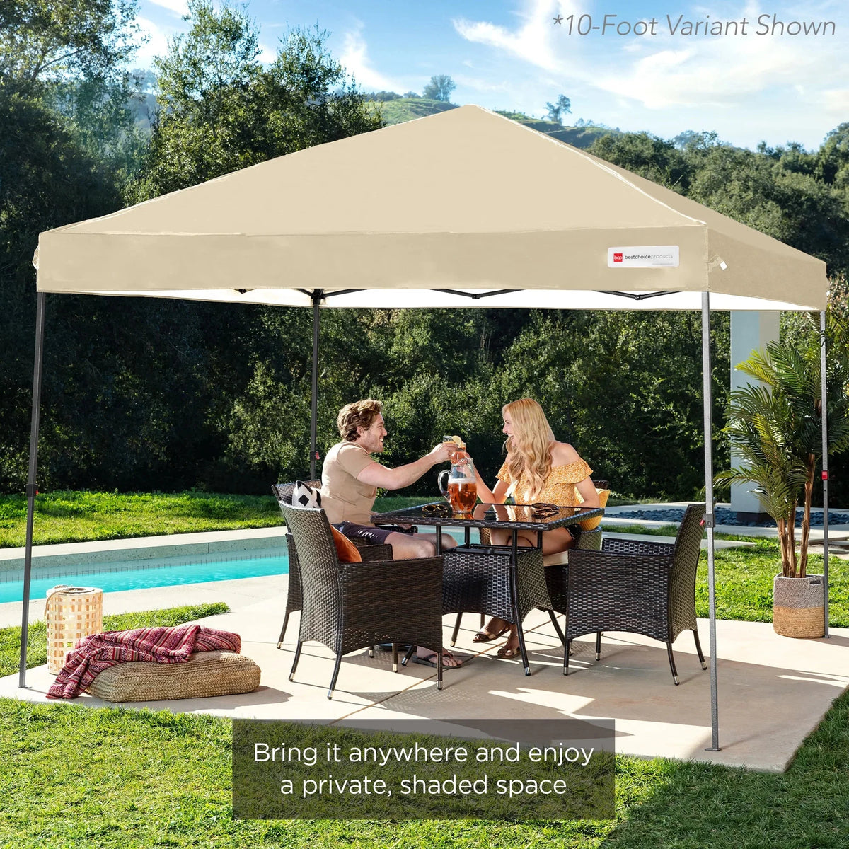 2026 NewBest Choice Products 12x12ft Easy Setup Pop Up Canopy w/ 1-Button Setup, Wheeled Case, 4 Weight Bags - Navy Blue
