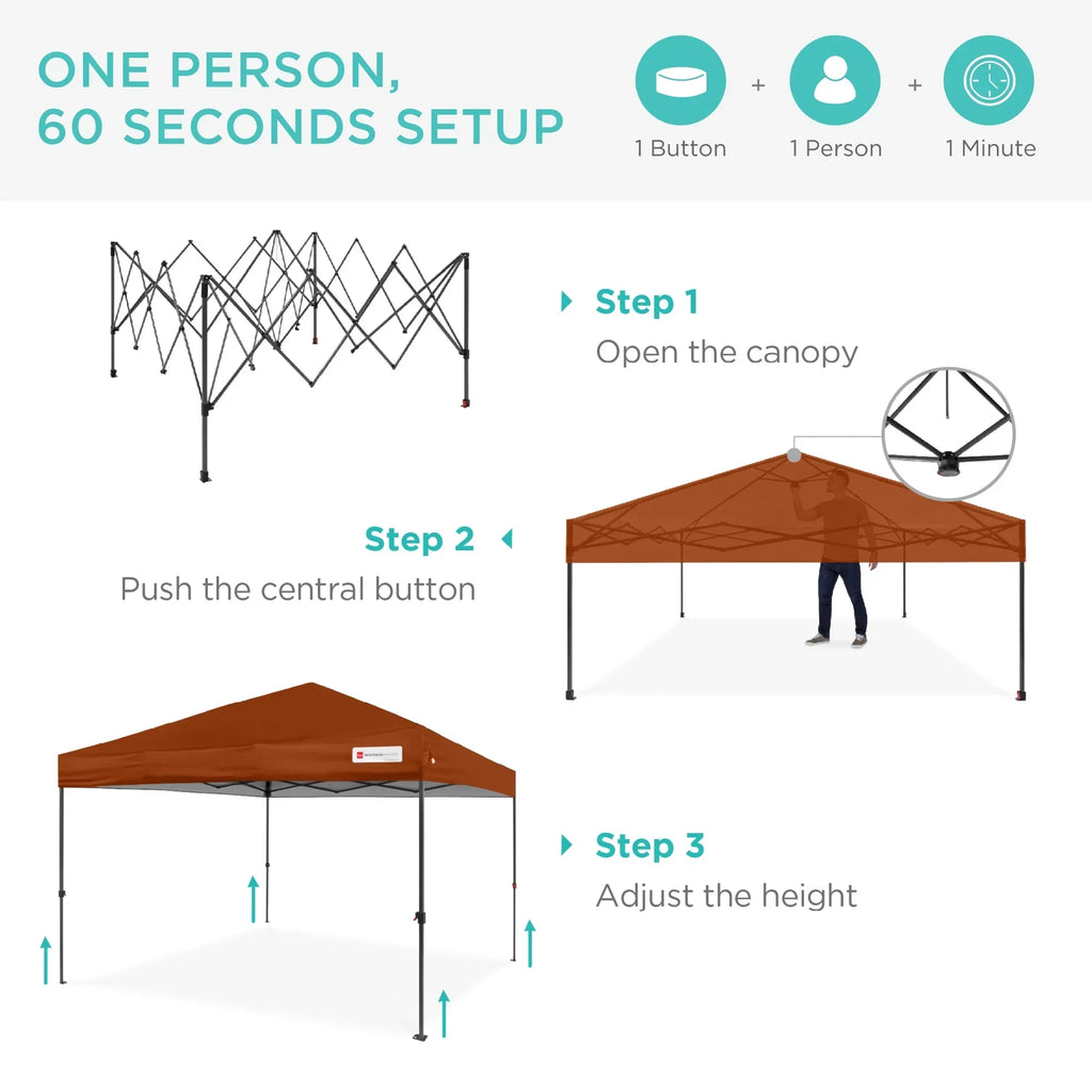 2026 NewBest Choice Products 12x12ft Easy Setup Pop Up Canopy w/ 1-Button Setup, Wheeled Case, 4 Weight Bags - Navy Blue