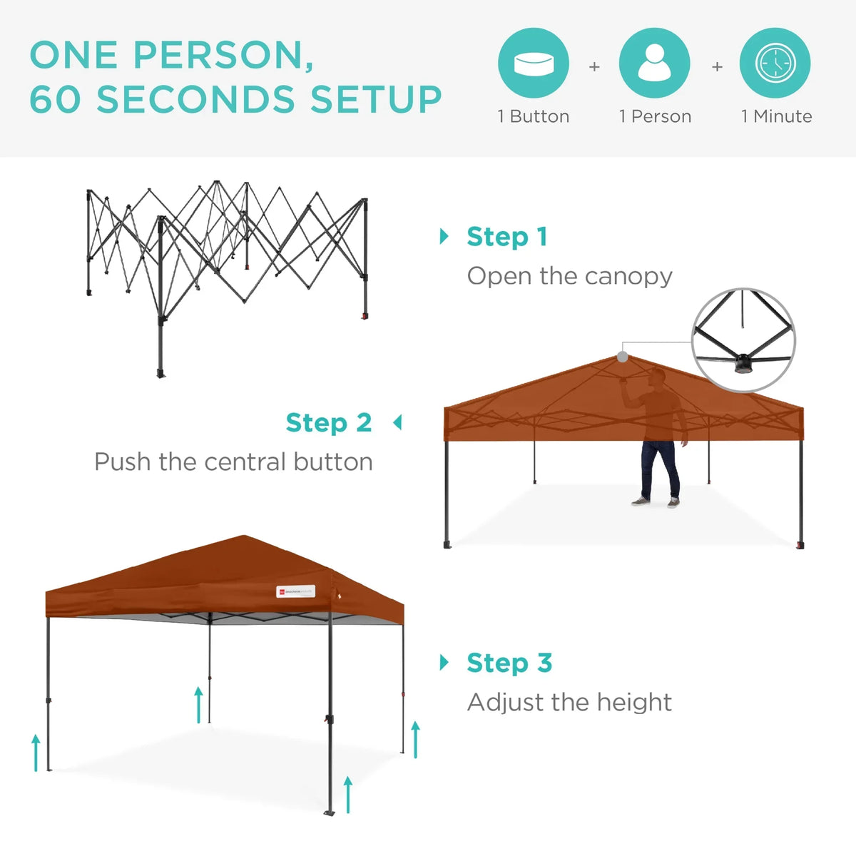 2026 NewBest Choice Products 12x12ft Easy Setup Pop Up Canopy w/ 1-Button Setup, Wheeled Case, 4 Weight Bags - Navy Blue