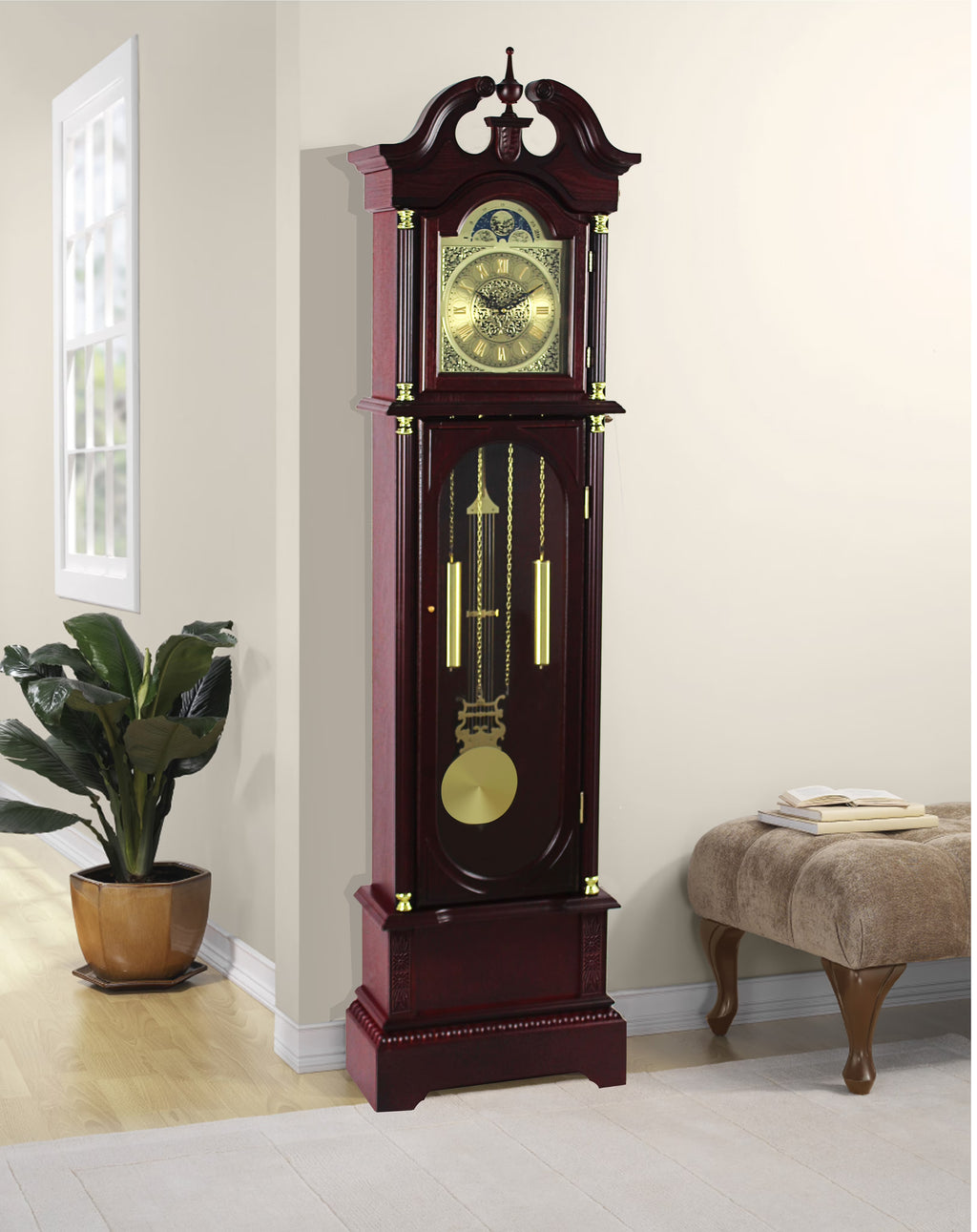 2026 New72" Floor Standing Grandfather Clock in Cherry Finish