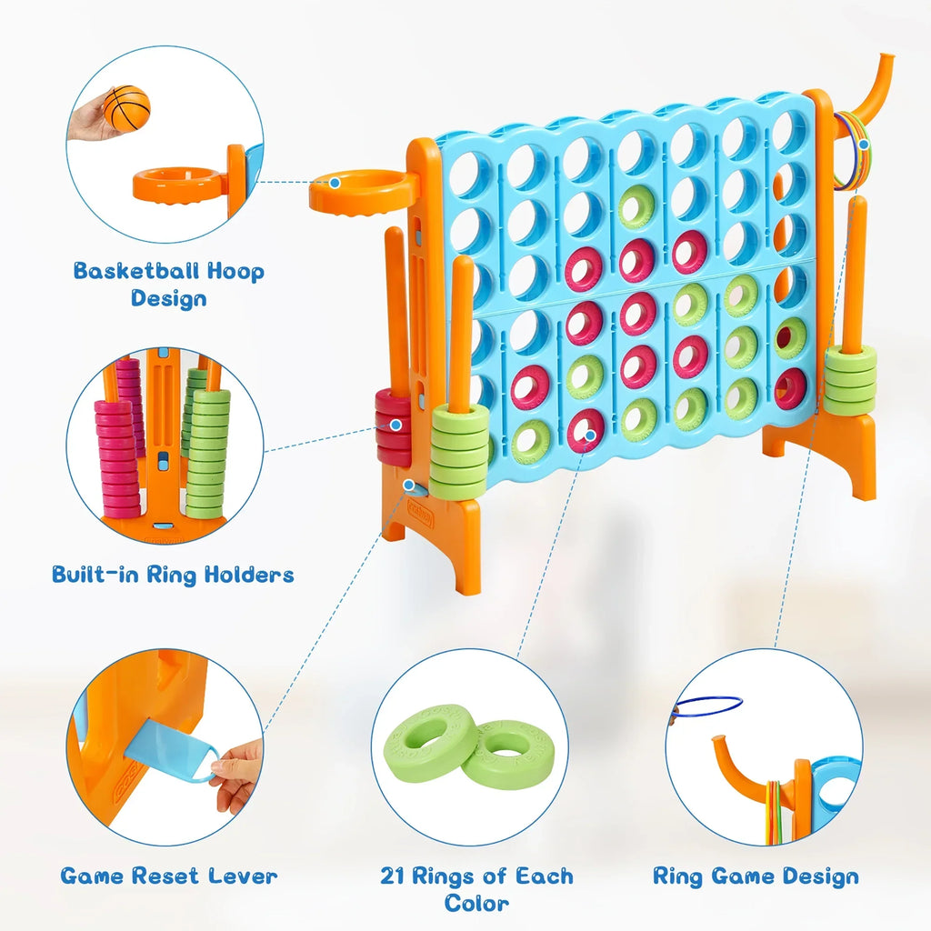 2026 NewCostway Giant 4 in A Row Jumbo 4-to-Score Game Set W/Storage Carrying Bag for Kids Adult