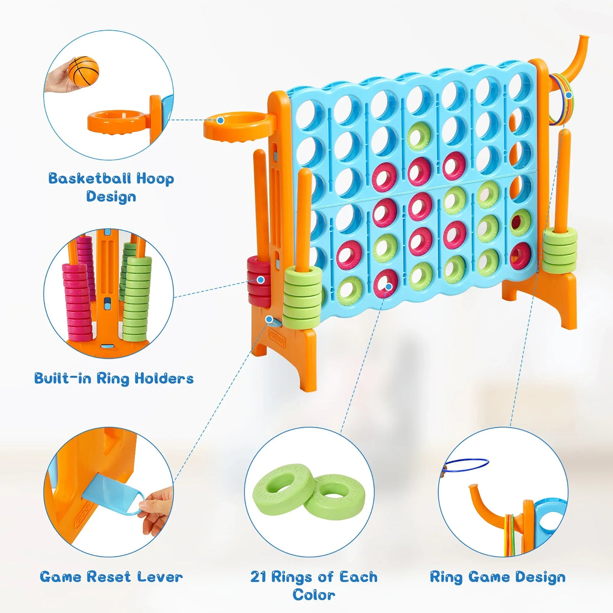 2026 NewCostway Giant 4 in A Row Jumbo 4-to-Score Game Set W/Storage Carrying Bag for Kids Adult