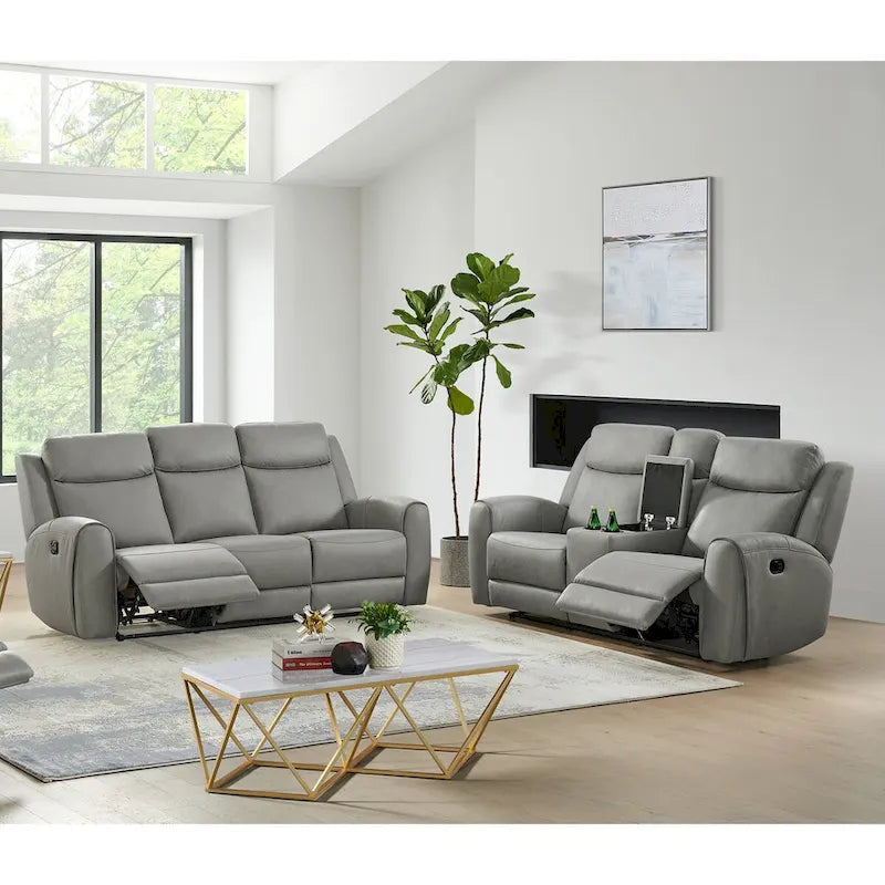 2026 Conjunto reclinable de 2 piezas estilo transicional, gris