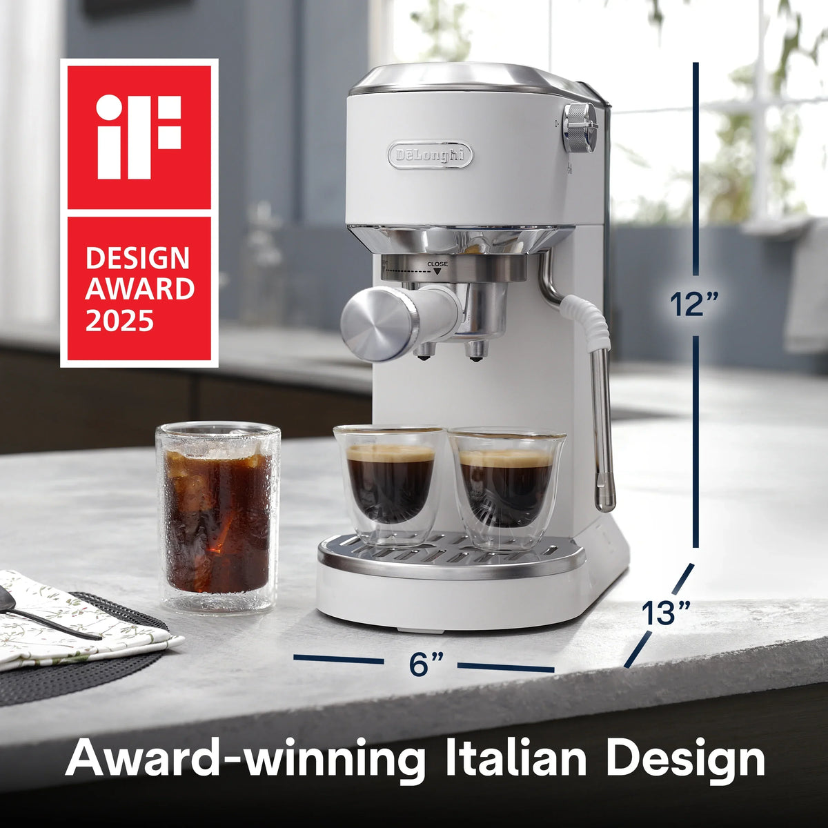 2026 NewDe’Longhi Dedica Duo Espresso Machine, Compact Size with Built in Frother for Latte Art, Brew Espresso, Cold Brew, Lattes & More, Stainless Steel