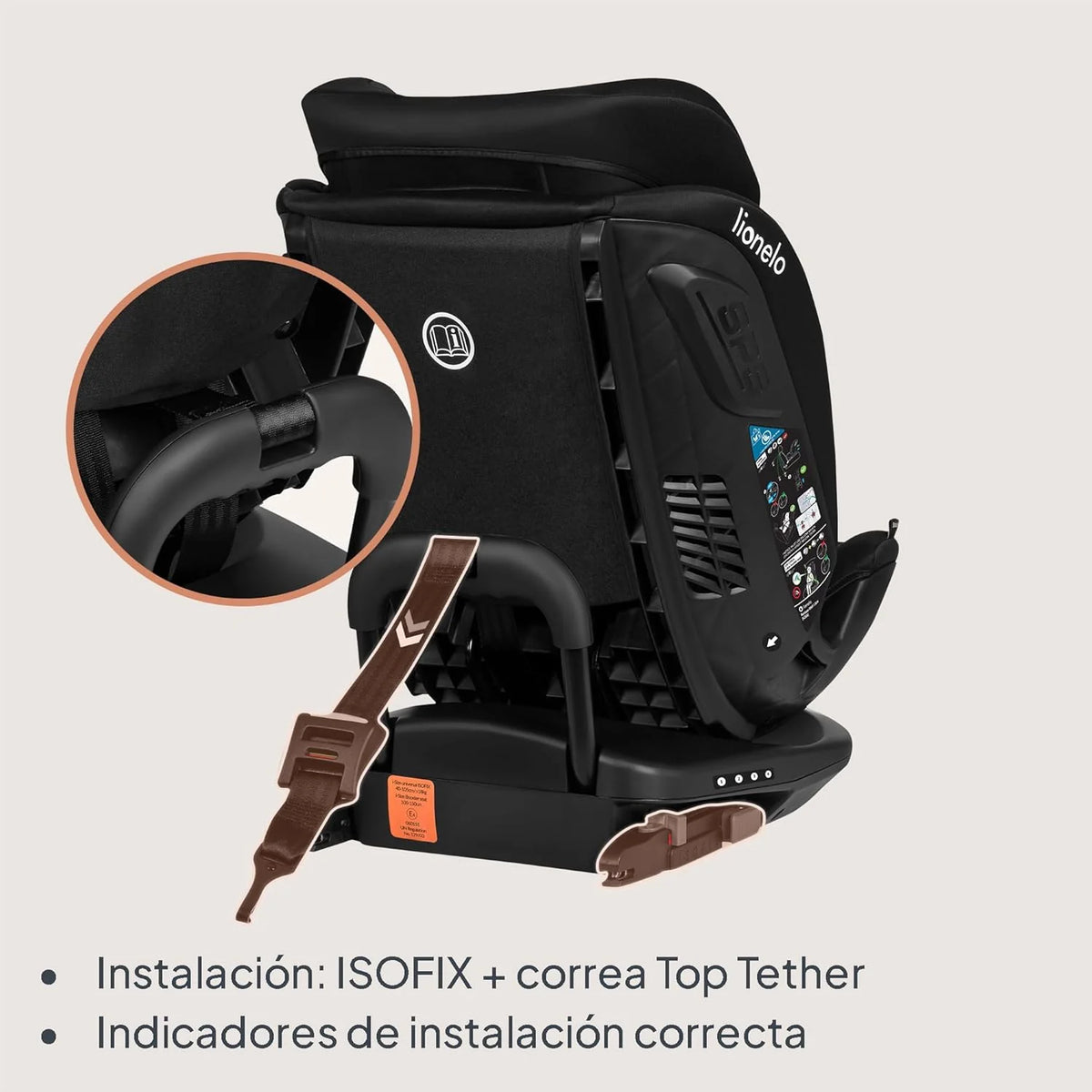 2026 LIONELO Bastiaan RWF i-Size Silla de Coche para Bebé Giratoria 360° 0-36kg, Instalaciión Delantera y Trasera (18kg), ISOFIX TopTether, Reposacabezas y Respaldo Ajustables Protección Lateral