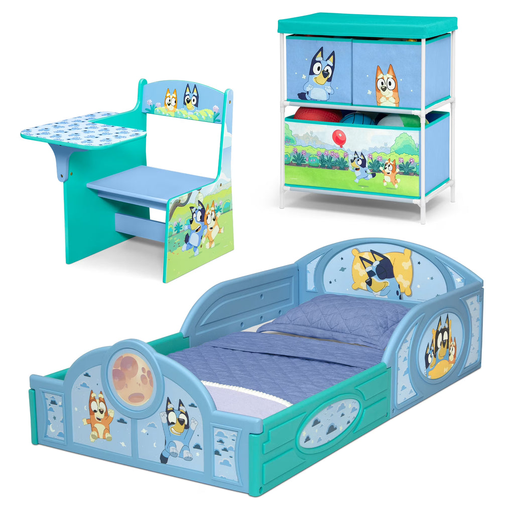2026 NewBluey 3-Piece Toddler Bedroom Set by Delta Children, Blue