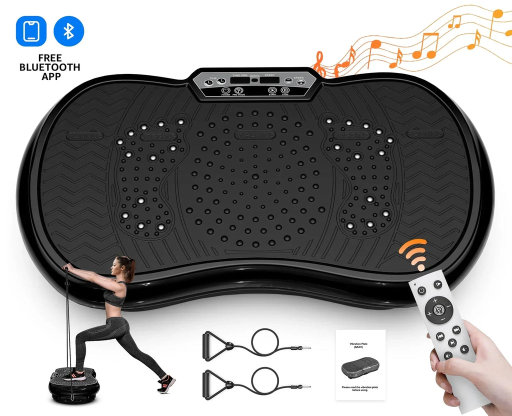 2026 NewLNOW Full Body Vibration Plate Exercise Machine for Lymphatic Drainage, Muscle Toner with Bluetooth & Massage Pedals, Workout Vibration Platform for Home Fitness 400lbs