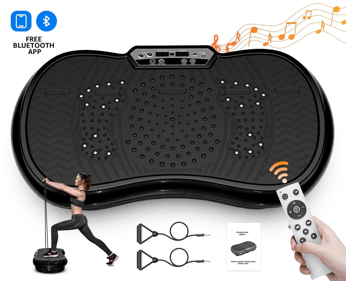 2026 NewLNOW Full Body Vibration Plate Exercise Machine for Lymphatic Drainage, Muscle Toner with Bluetooth & Massage Pedals, Workout Vibration Platform for Home Fitness 400lbs