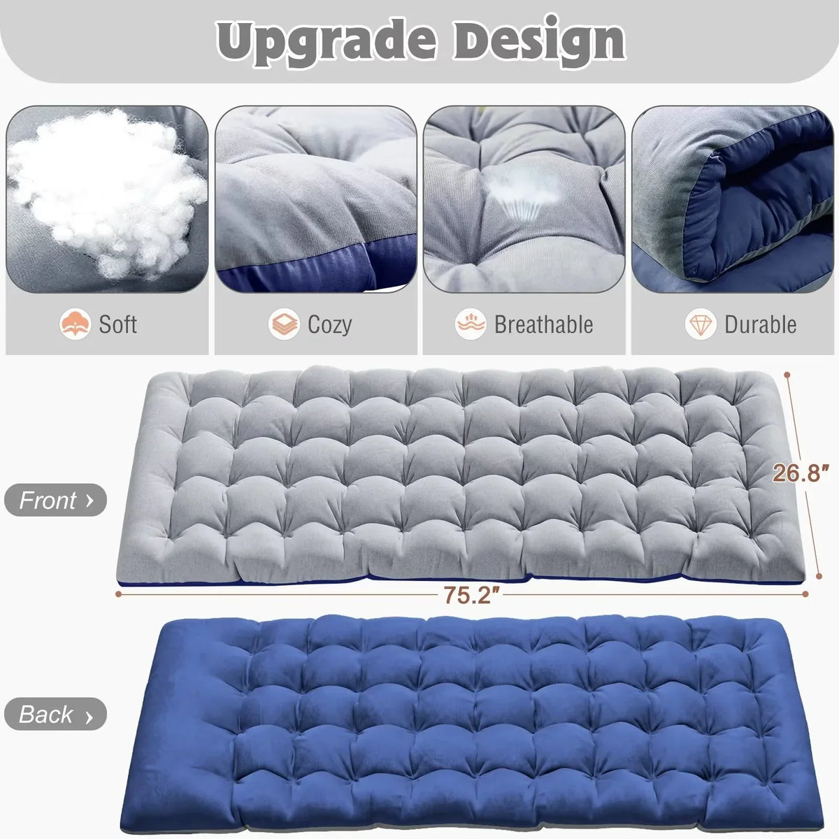2026 NewMOPHOTO Lounge Chair with Mattress, Outdoor Chaise Lounge Support 440 Lbs, Adjustable Portable Heavy Duty Sleeping Cots Bed for Camping, Pool, Beach, Patio