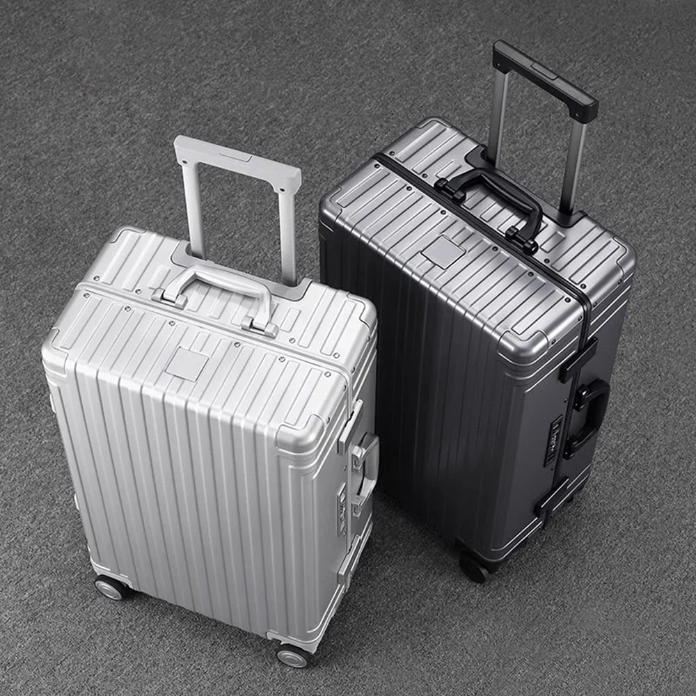 2026 NewAll Aluminum Hardshell Luggage, Airline Approved Zipperless Hardside Carry on Suitcase with Spinner Wheels, Checked Aluminium Luggage Metal Rolling Luggage Case for Travel, Business