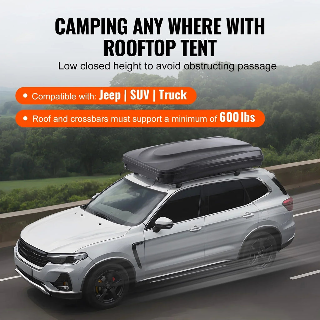 2026 NewKFFKFF Hard Shell Rooftop Tent, Naturnest Model for 2-3 People, Includes Thick Mattress and Telescopic Ladder, Waterproof and Windproof, Suitable for Jeep, SUV, Van, and Pickup Trucks