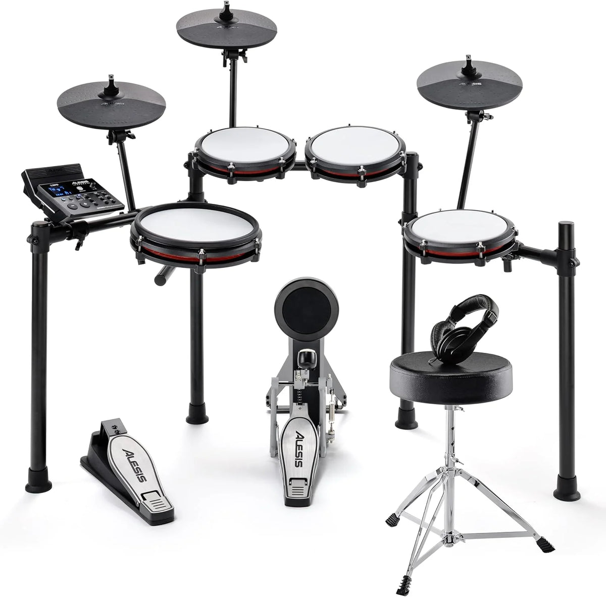 2026 Kit Alesis Nitro Max - Batería electrónica compacta con parches de malla silenciosa, caja de doble zona de 10", Bluetooth, 440 sonidos BFD, Drumeo, MIDI USB, pedal de bombo