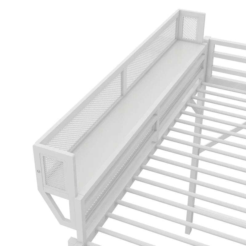 2026 NewDuxelifin Queen Size Metal Loft Bed Frame, Heavy Duty Steel High Loft Bed with Storage Shelves & Ladder, Space-Saving Loft Bed for Apartments, Adults, Teens & Juniors (Black)