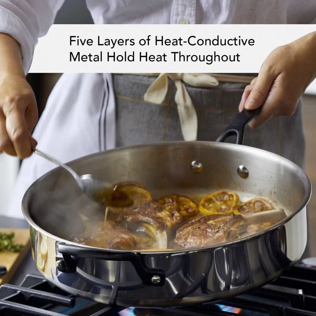 2026 NewKitchenAid 5-Ply Clad 10 Pcs Stainless Steel Cookware Induction Pots and Pans Set, Dishwasher Safe, Metal Utensil, Broiler and Oven Safe to 500" F, Polished Stainless Steel