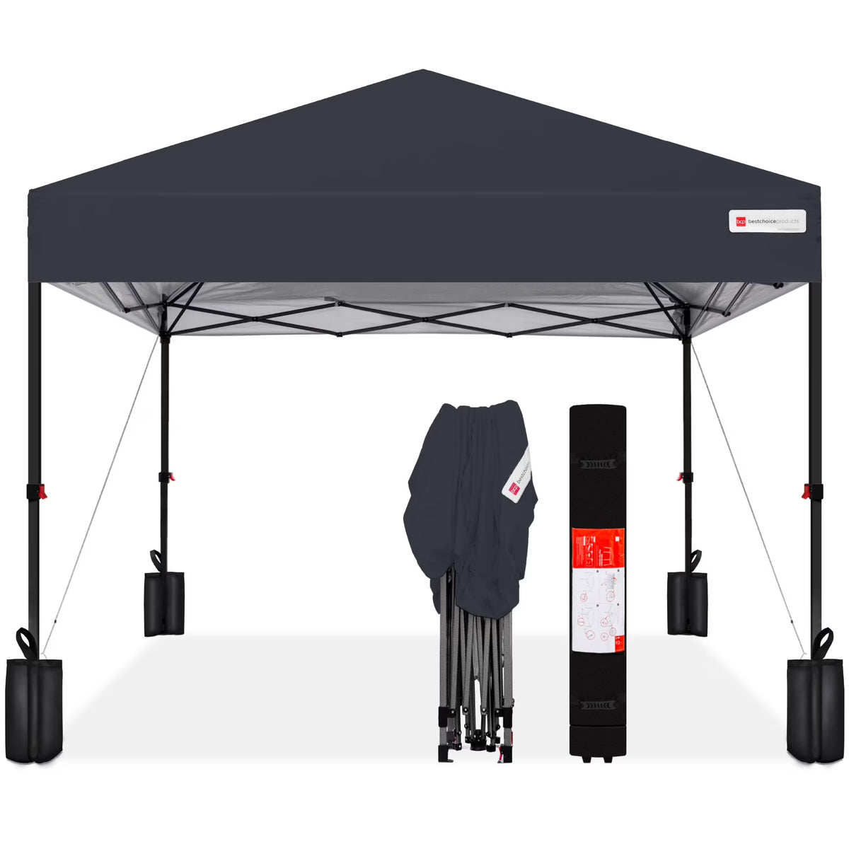 2026 NewBest Choice Products 12x12ft Easy Setup Pop Up Canopy w/ 1-Button Setup, Wheeled Case, 4 Weight Bags - Navy Blue
