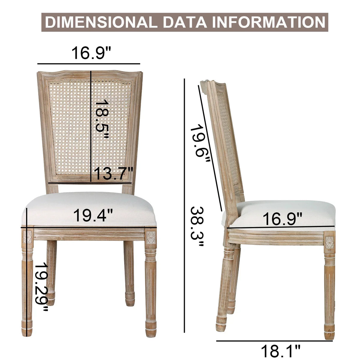 2026 NewFrench Dining Chairs Set of 2 Beige Natural Fabric Round Back with Solid Wood Legs and Frame for Bedroom Dining Room Kitchen