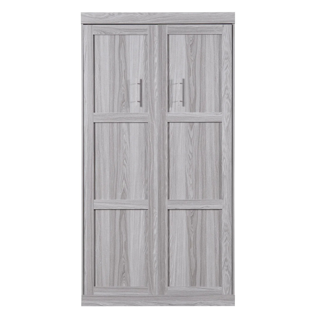 2026 NewEuroco Pine Wood Twin Size Murphy Bed, Convertible Wall Bed into A Cabinet, Gray