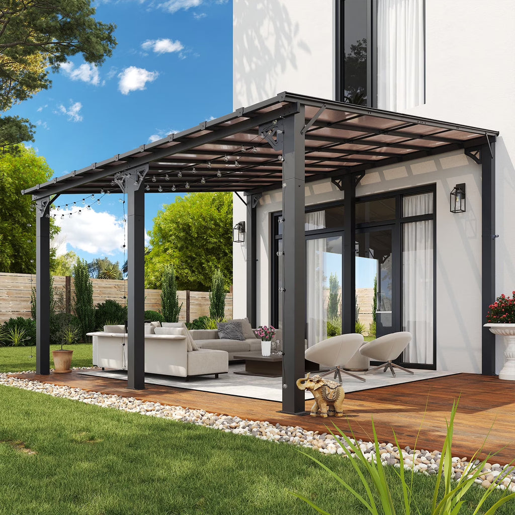 2026 NewAoxun 8' x 5' Gazebo for Patio, Gazebo Pergola with Sloped Roof, Grill Gazebo Large Wall-Mounted Heavy Duty Awnings, for Backyard, Deck, Patio