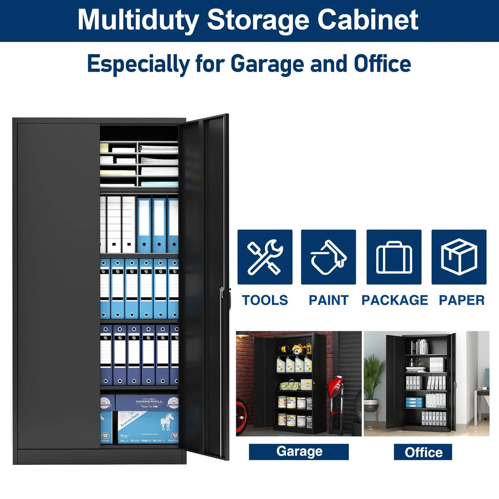 2026 NewAobabo 72 Inch Locking Storage Cabinet w/ Adjustable Shelves, Gray
