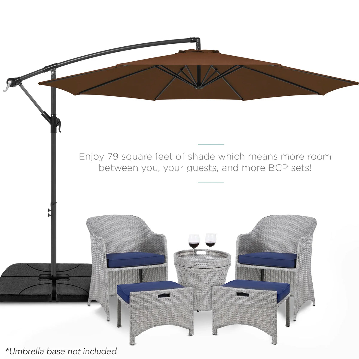 2026 NewBest Choice Products 10ft Offset Hanging Outdoor Market Patio Umbrella w/ Easy Tilt Adjustment - Tan