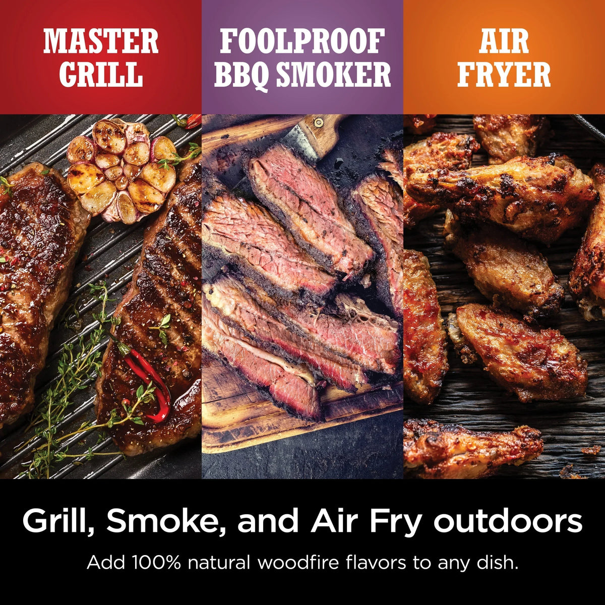 2026 NewWoodfire Outdoor Grill & Smoker, 3-in-1 Master Grill, BBQ Smoker, & Outdoor Air Fryer with Woodfire Technology, OG700